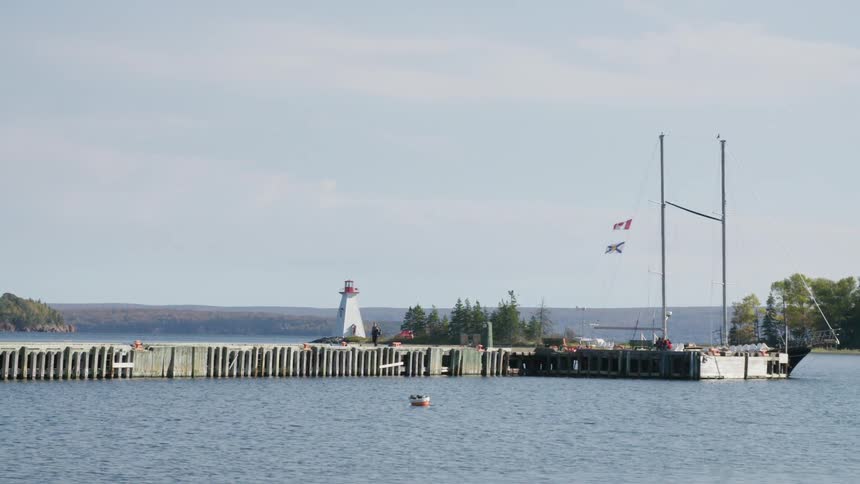 Man walks along the pier