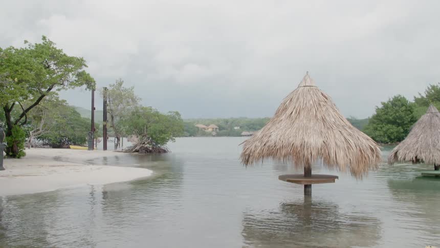A beach resort lies empty