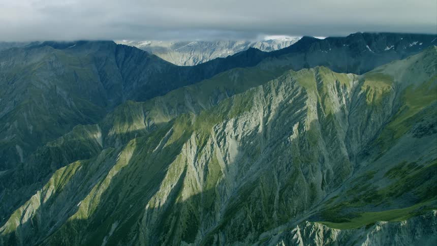 Aerial shot of a mountain range