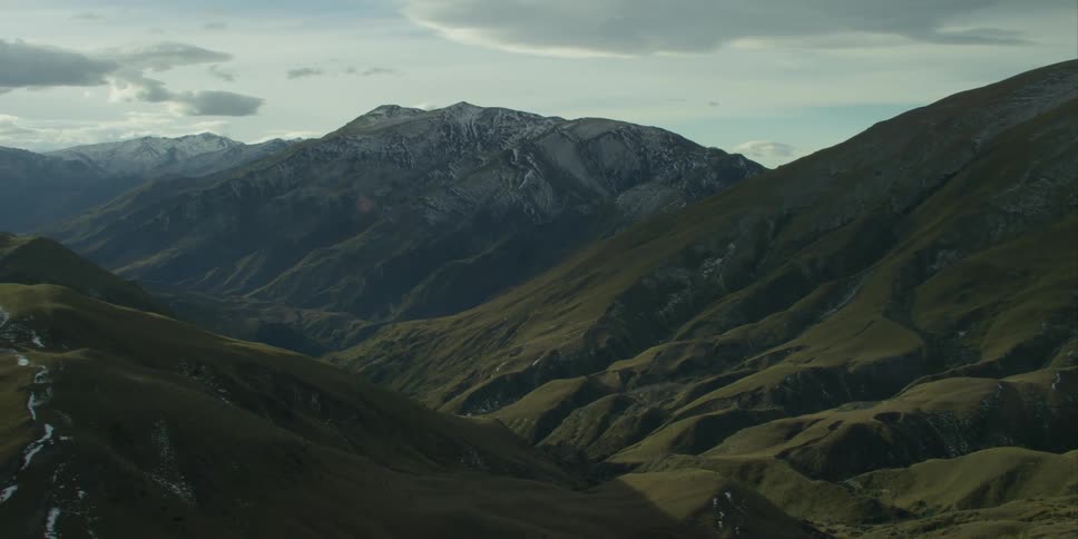 Aerial shot of a mountain range