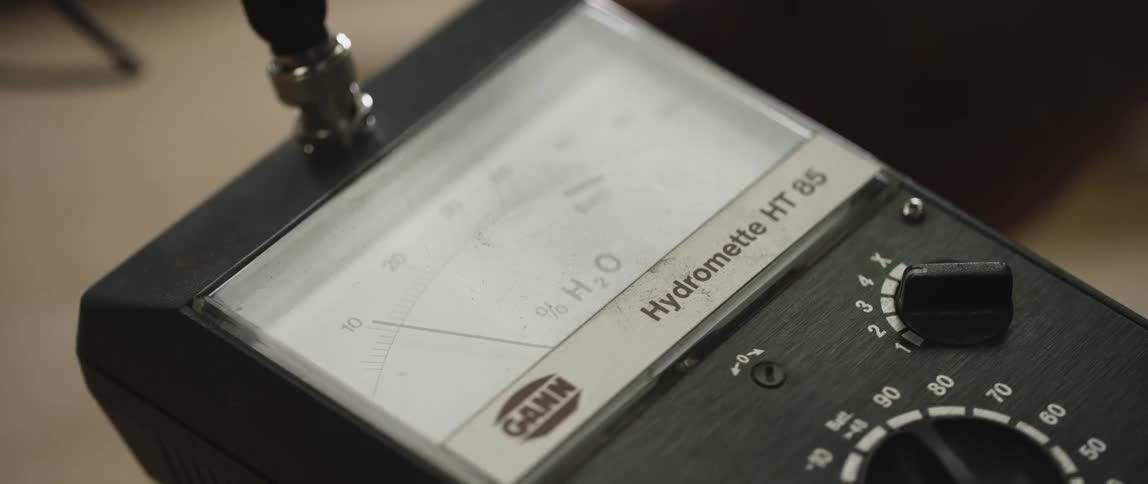 A meter with the needle indicator moving