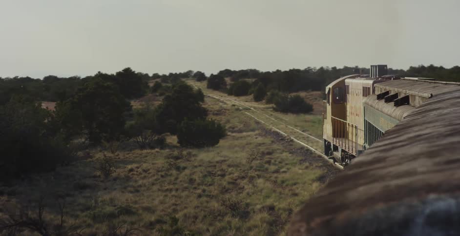 A train moving across the grasslands