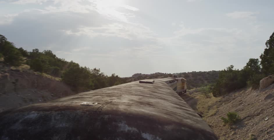 A train passing through grasslands