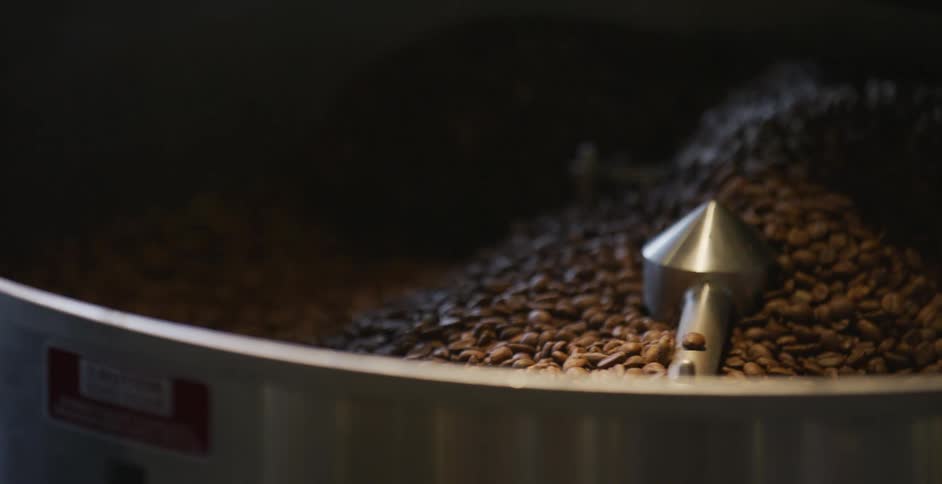Coffee beans churning