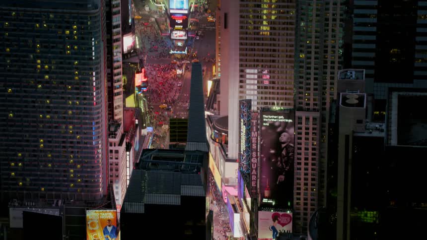 New york city skyline and time square at night