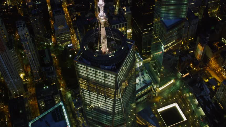 One world trade center building at night