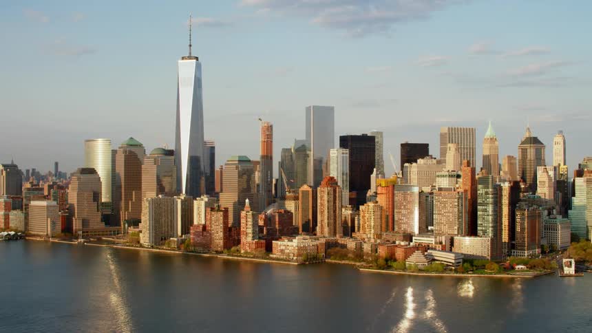 A city skyline off the water