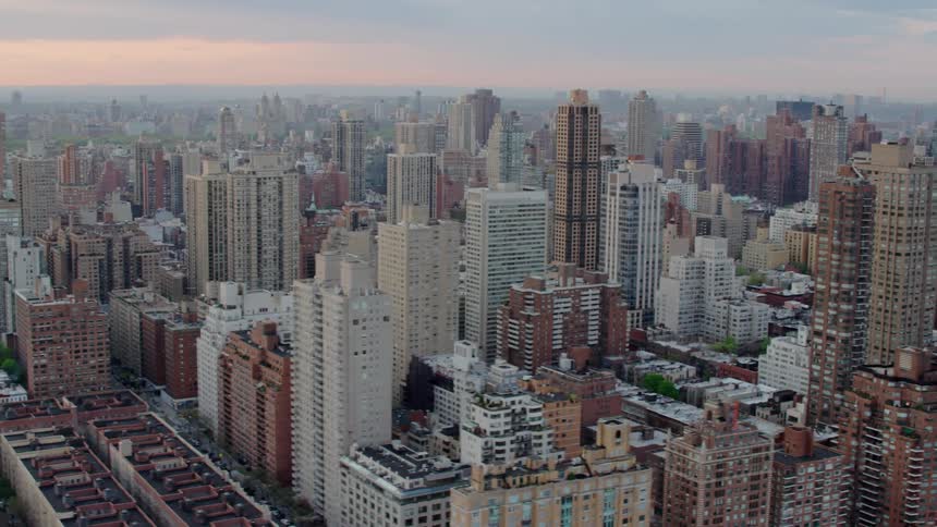 Skyscrapers and tower blocks make up the downtown of a city