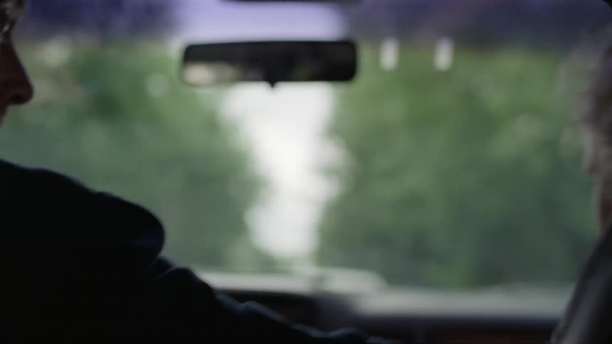 A girl with blonde hair rides in the passenger seat