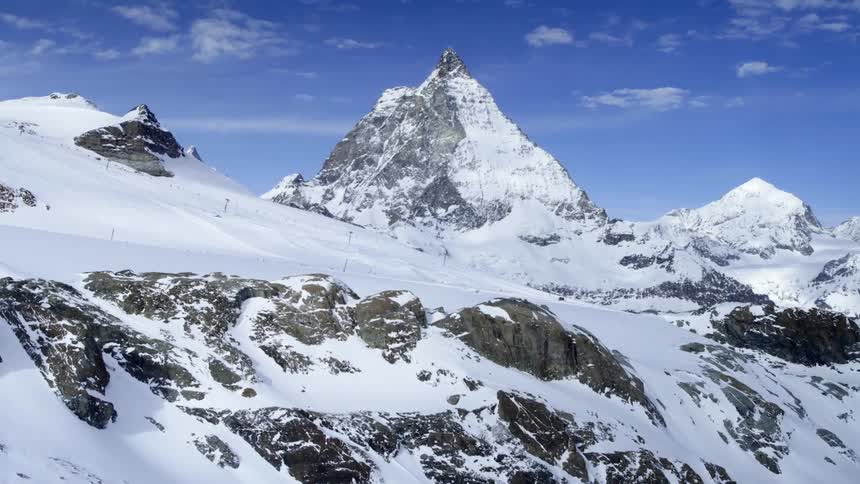 A snow covered mountain range