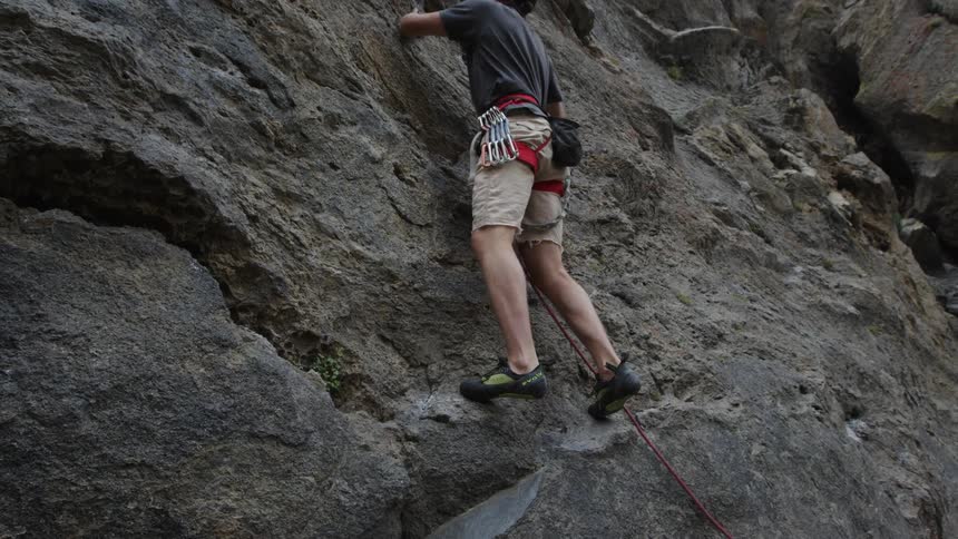 A man rock climbing