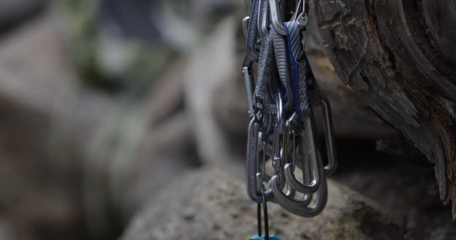 Rock climbing equipment with rocks in the background