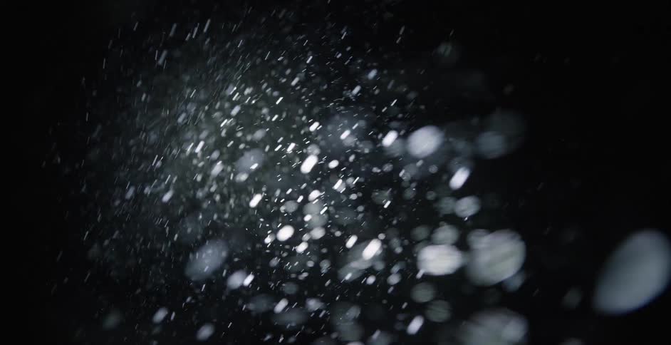 Snowflakes falling at night