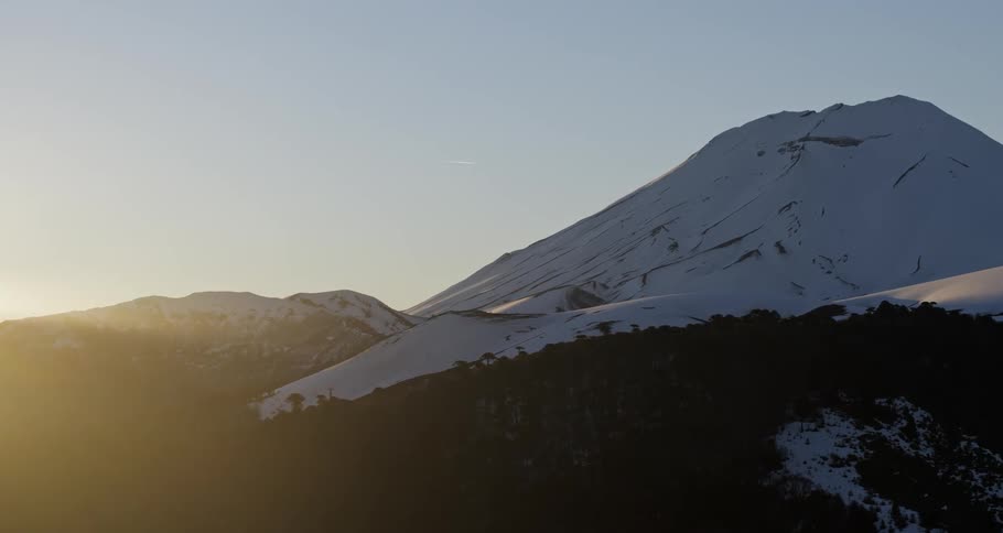 A beautiful volcanic mountain at sunset