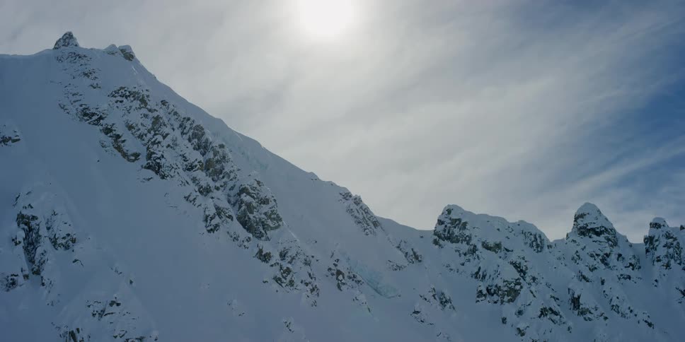 Mountain range covered in snow