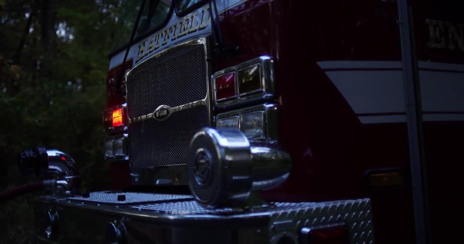 Lights flashing on a fire truck