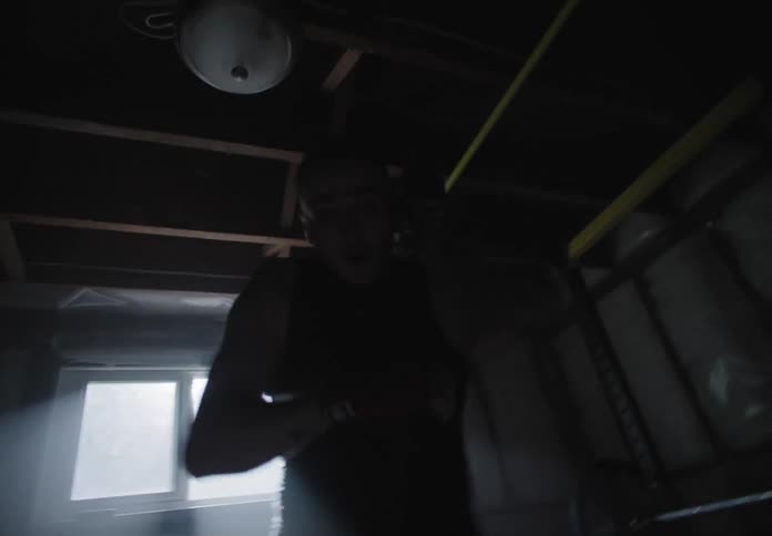 The fighter boxes in the darkness