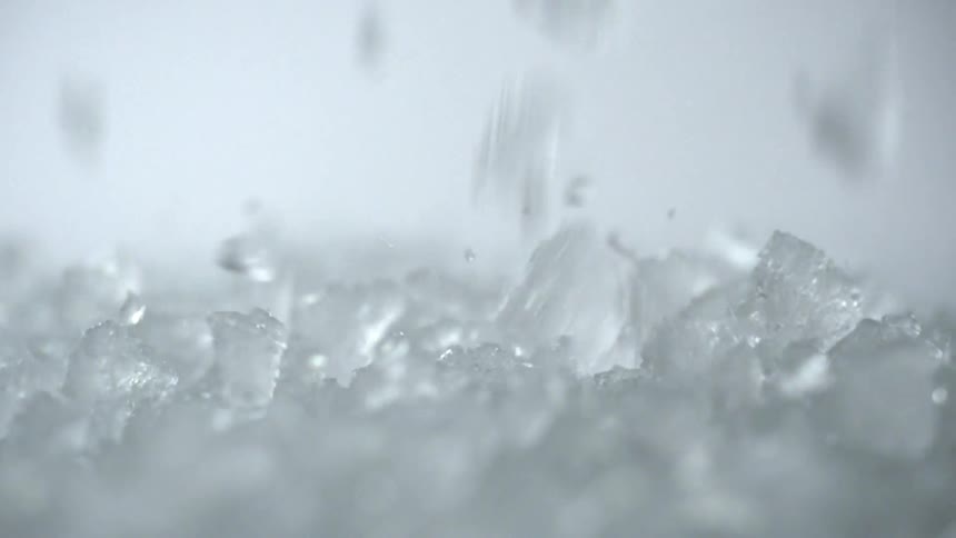 Ice falling with a white background