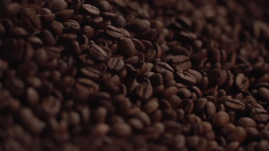 Coffee beans being stirred in a machine