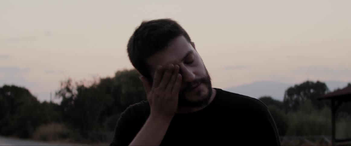 A man walks outside