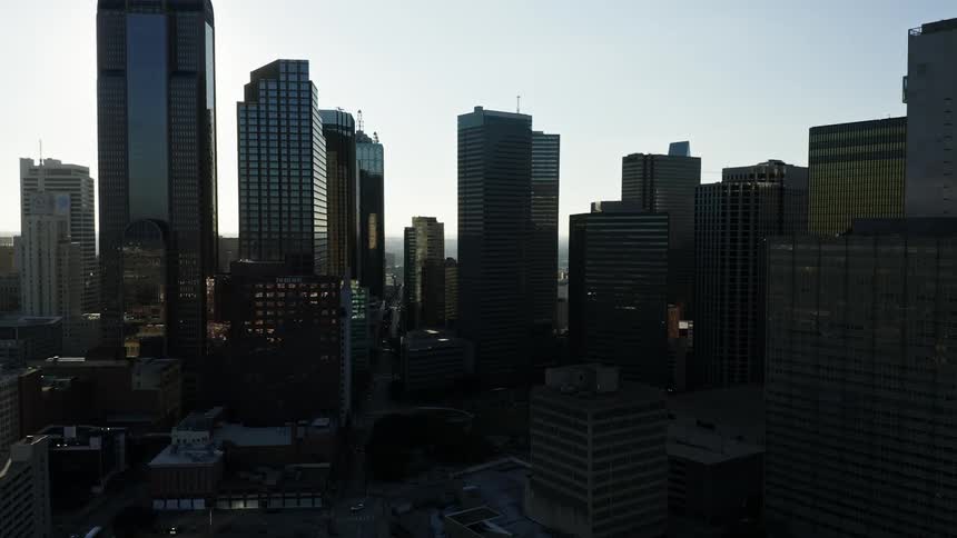 Moving drone shot of a city skyline