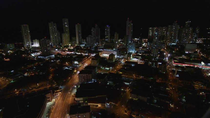 Time lapse of traffic flowing on city downtown at night