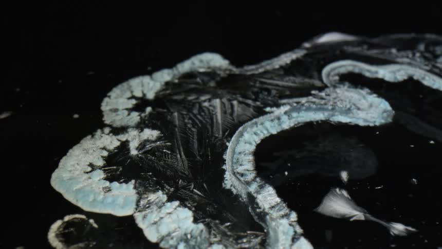 Abstract view of ice and crystals on water