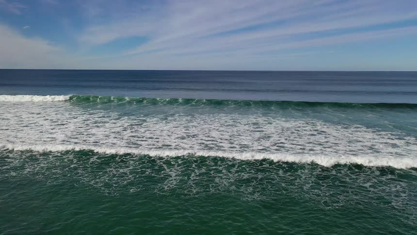 Waves crash in the ocean