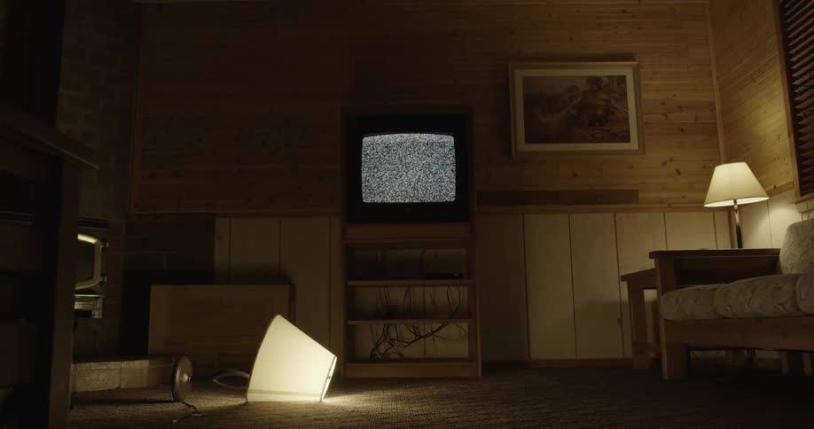 The television plays static