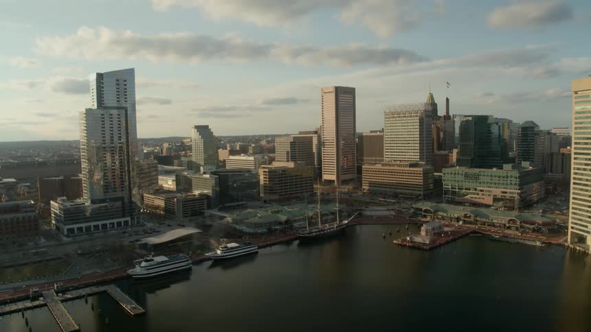 City skyline and harbor