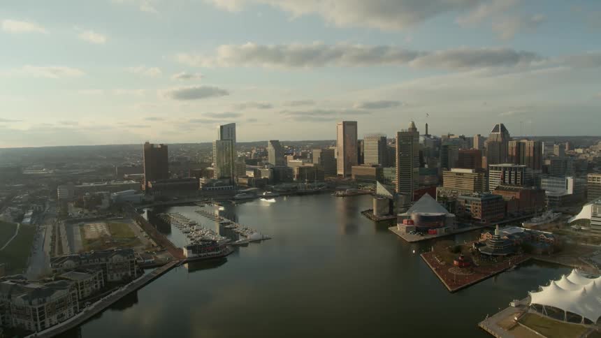 City skyline and harbor