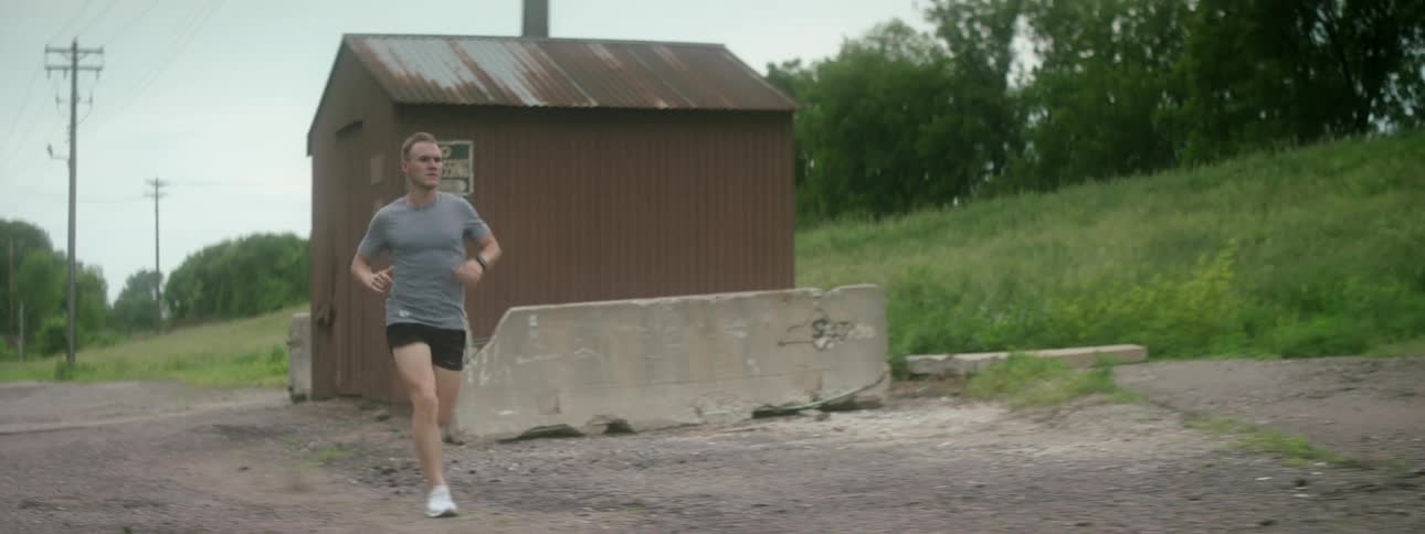 A man running outdoors