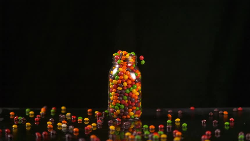 A jar of candy in a studio