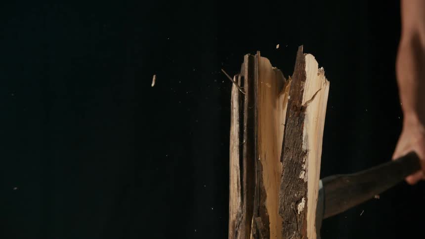 Person chopping wood with ax