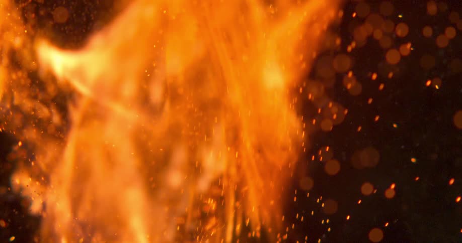 Flames from a burning fire