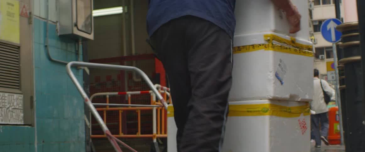 A man unloads cargo