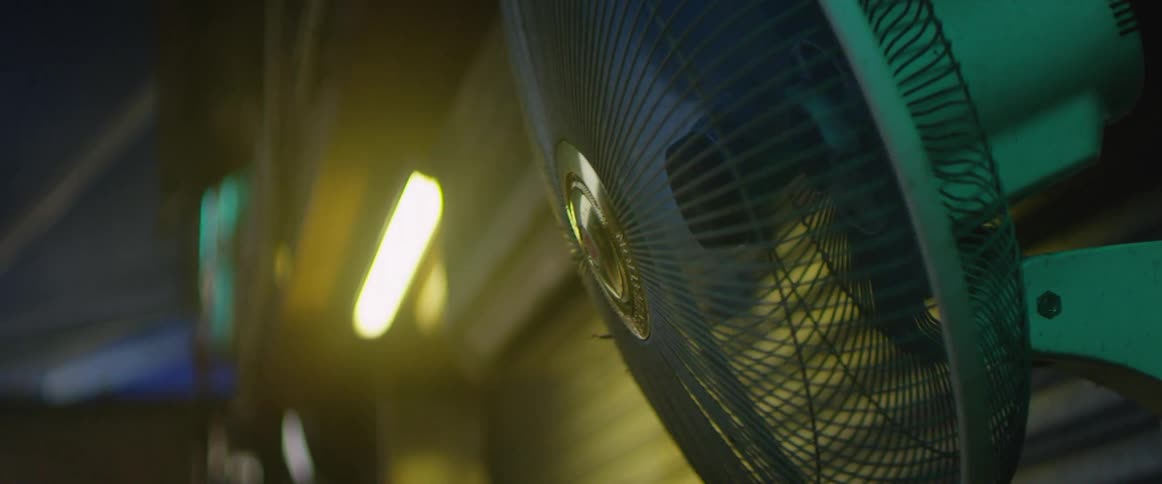 Fan rotating under fluorescent light