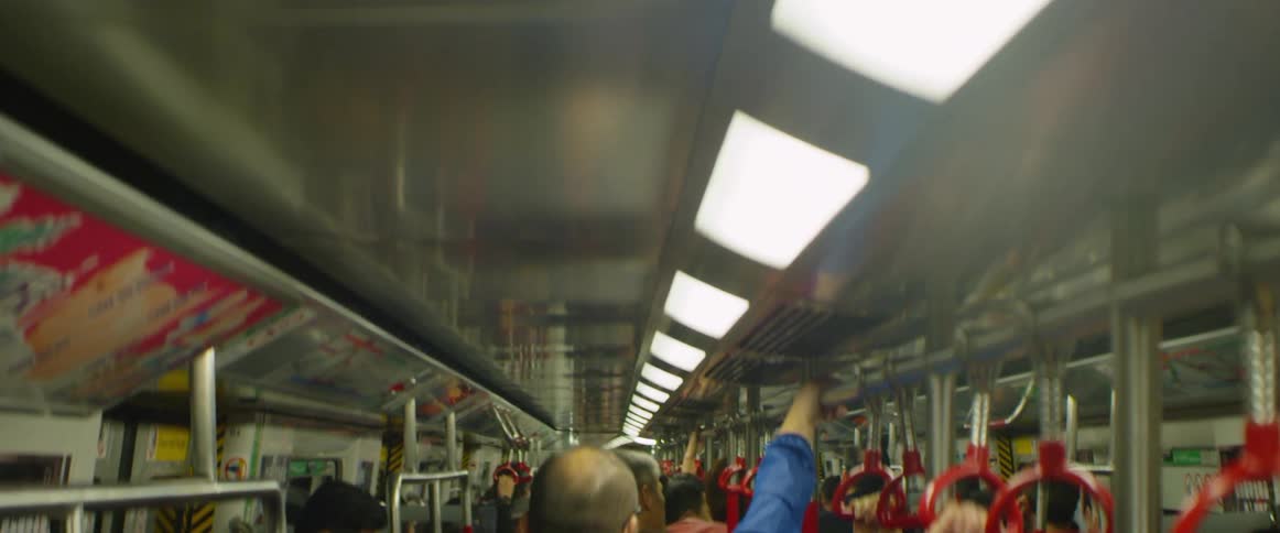Passengers in a moving train