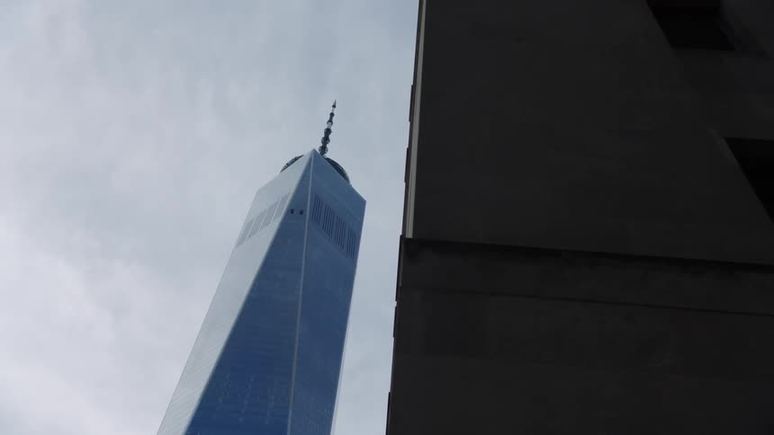 A skyscraper in a city