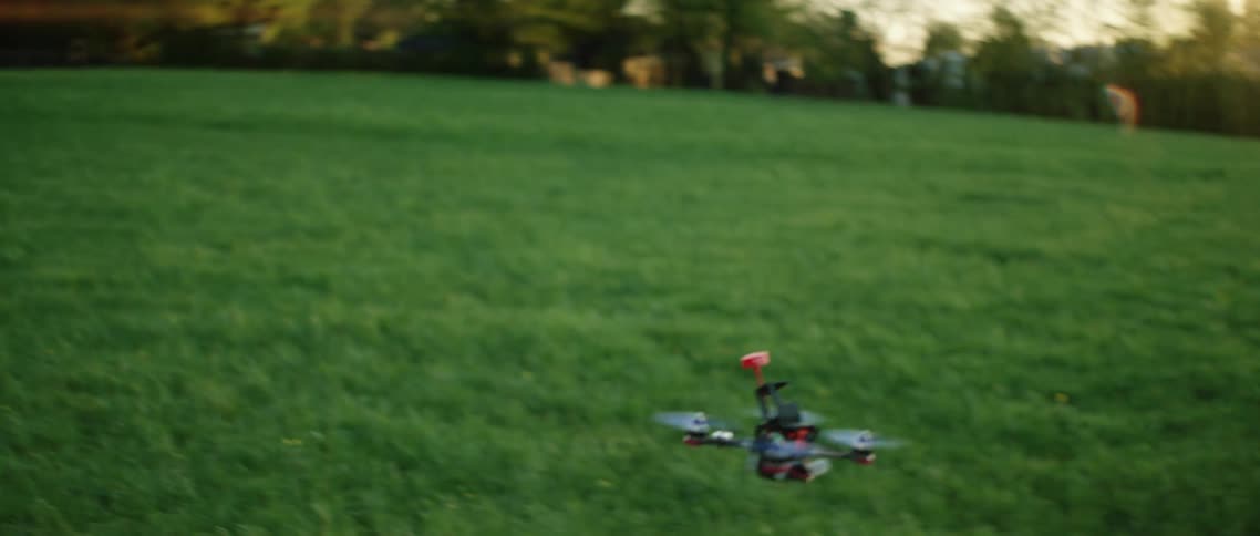 A model airplane flying outside