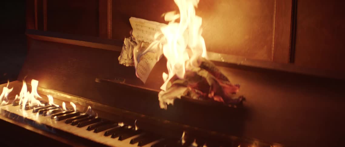 A burning piano