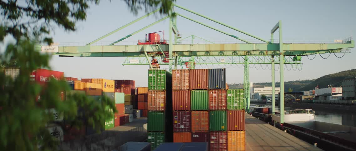 The containers sit on the ship