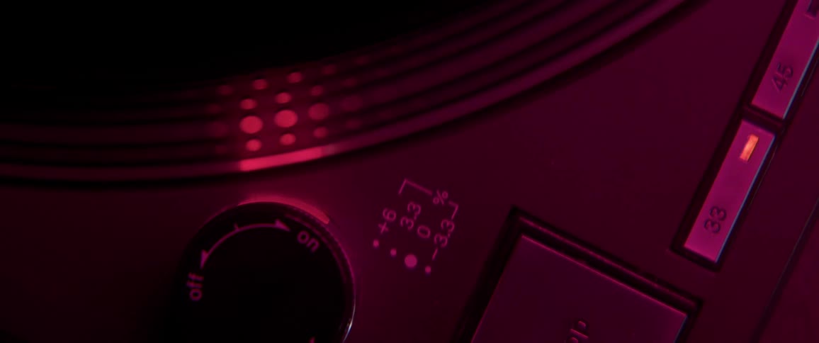 The record player spins