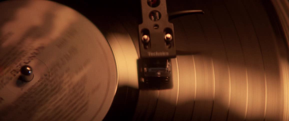 A record player is playing a record