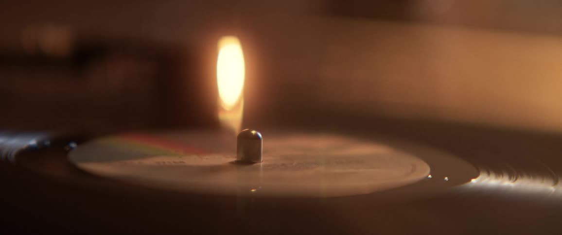 The record spins on the player slowly