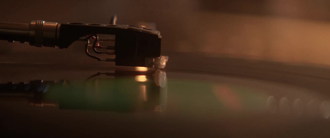 Record spins on record player