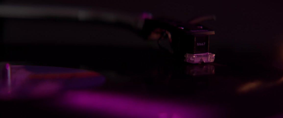A record plays on a record player