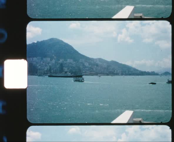 Film footage of boats on the ocean