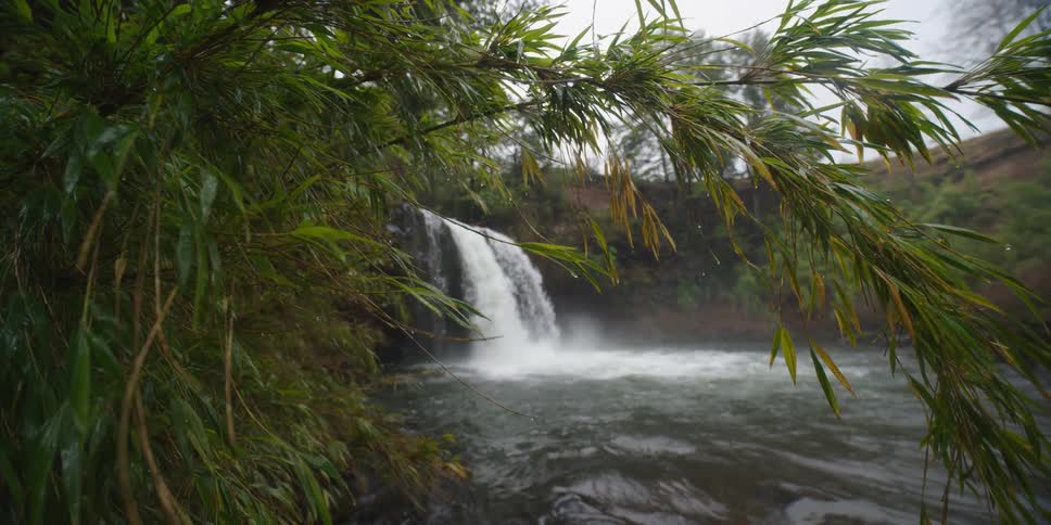 A waterfall going in to a lake