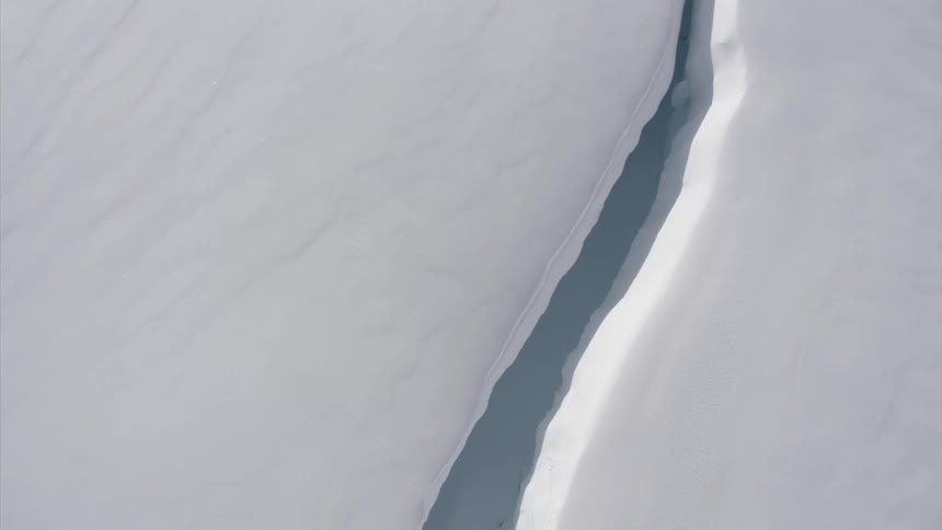 The snow creates a crease